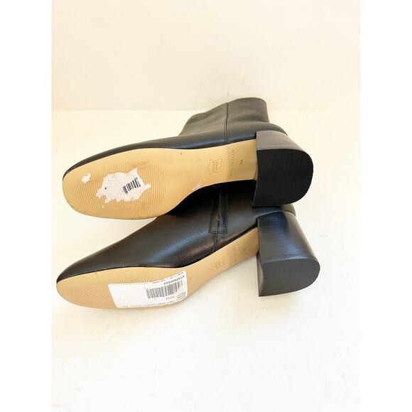 NWOB Ann Taylor black Leather Flare Heel Bootie  9 - Picture 4 of 6